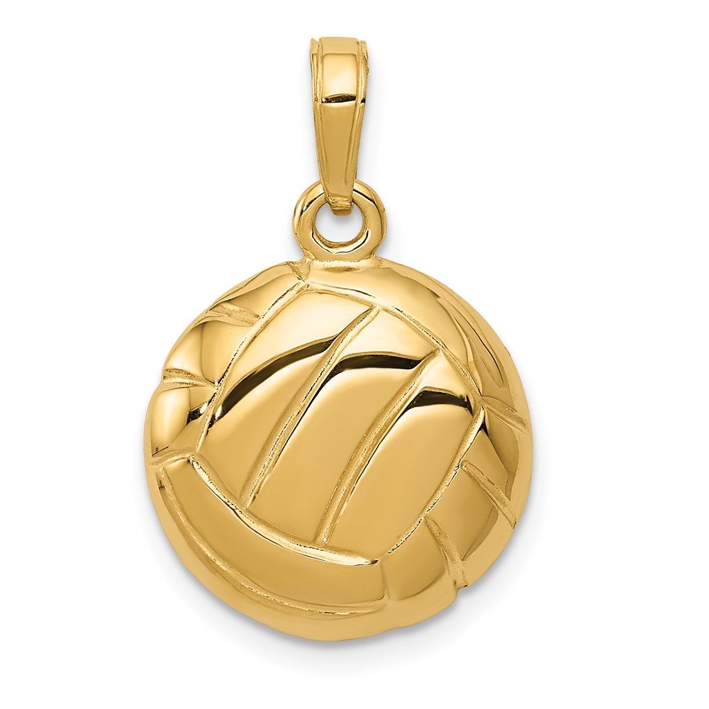 14k Yellow Gold Polished Open-Backed Volleyball Charm Pendant