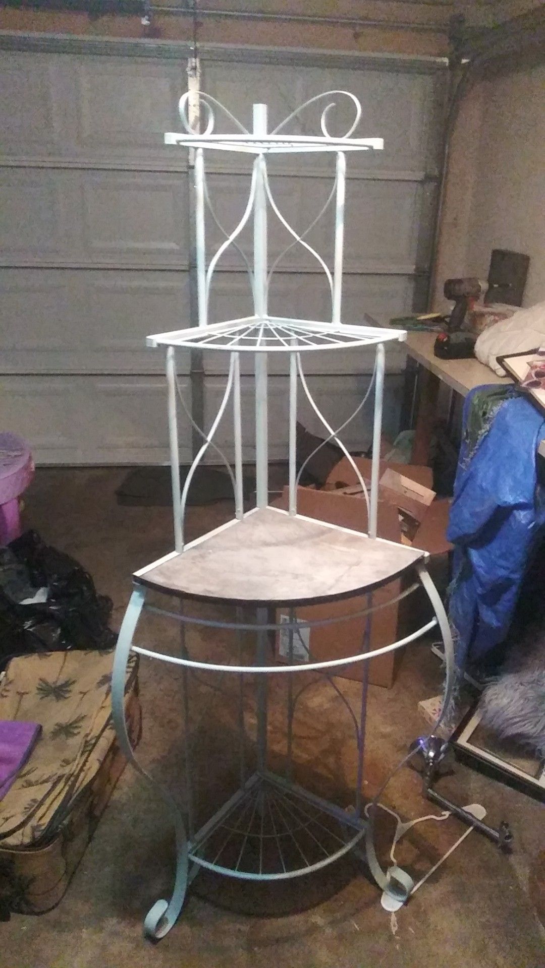 Wrought iron counter corner shelf