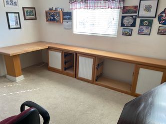 Desk and cabinet