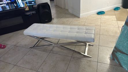 White leather bench