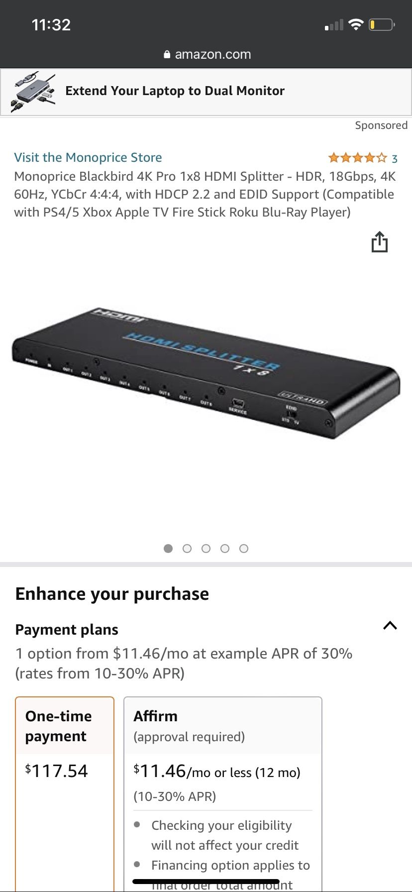 Brand New blackbird 4k pro 1x8 spliiter hdmi 2.0/hdcp2.2 with edid