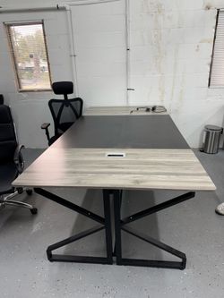 Tribesigns 8FT Conference Table, Rectangular Meeting Room Tables with Cable Grommet, 94.48L x 47.24