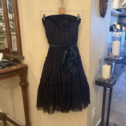 Moulinette Soeurs Black Ypres Strapless Polka Dot Corset Dress w/ Tie Size 0