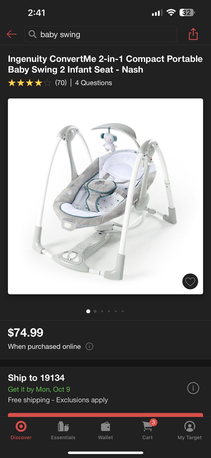 Convert Me 2in1 Compact Portable Baby Swing 