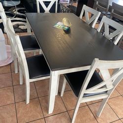 Farmhouse Style Dining Table With Chairs 