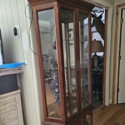 Glass & Wood Cabinet 5 Shelves,36" Wide, 72" tall, 14" Deep