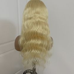 #613 Blonde 22” Silk Base, Full Lace Silk Top Human Hair Body Wave Wig