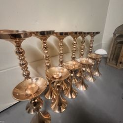 12 Gold Flower Stands for Centerpiece