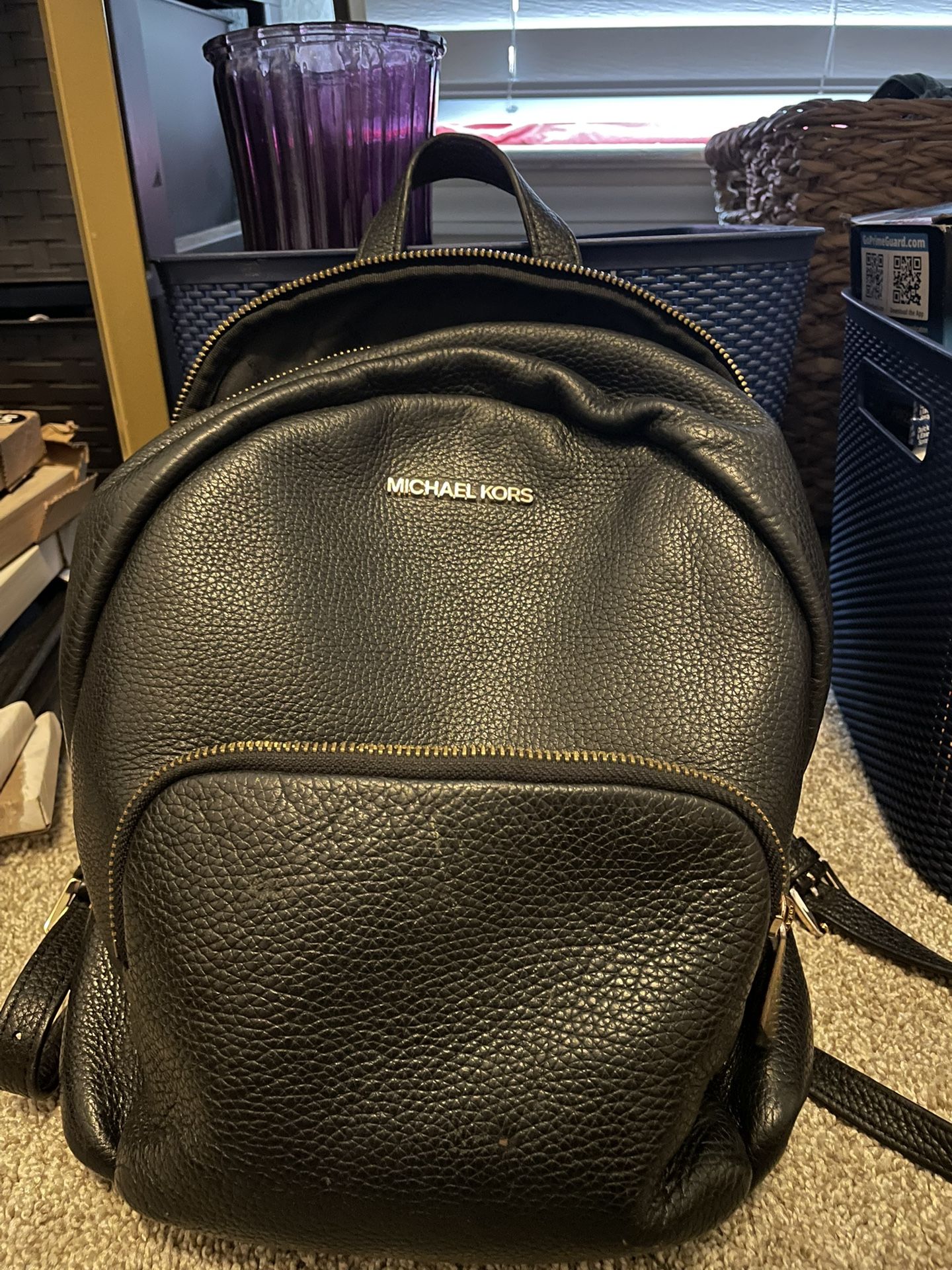 Michael Kors Black Leather Pebbled Backpack