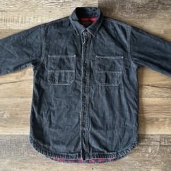 FILSON Lined Black Denim Button Front Work Shirt w/ Guide Flannel Mens Sz Small