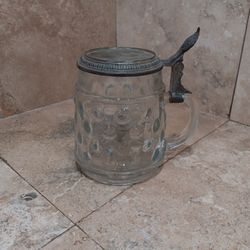 West Germany Beer Sten Lidded Clear Glass Mug