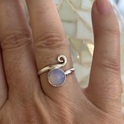 925 Sterling Silver Moonstone Gemstone Adjustable Ring