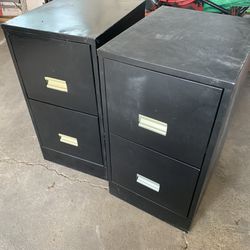 2 Metal File Cabinets File Boxes