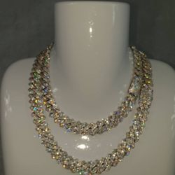 Cuban White Chain Full Ice Out 14k Gold Plated Doesn't Loses Color