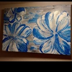 Acrylic On Canvas Floral Painting 