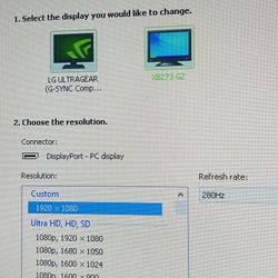 Monitor 1080p 280hz (With Display Port)