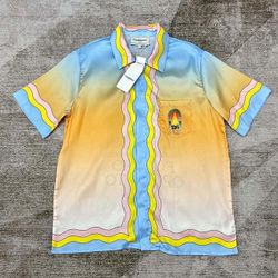 Casablanca Gradient Printed Short Sleeved Silk Shirt 