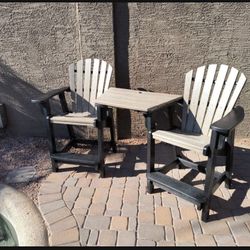 Recycled Adirondack Bar Height Chairs And Table 