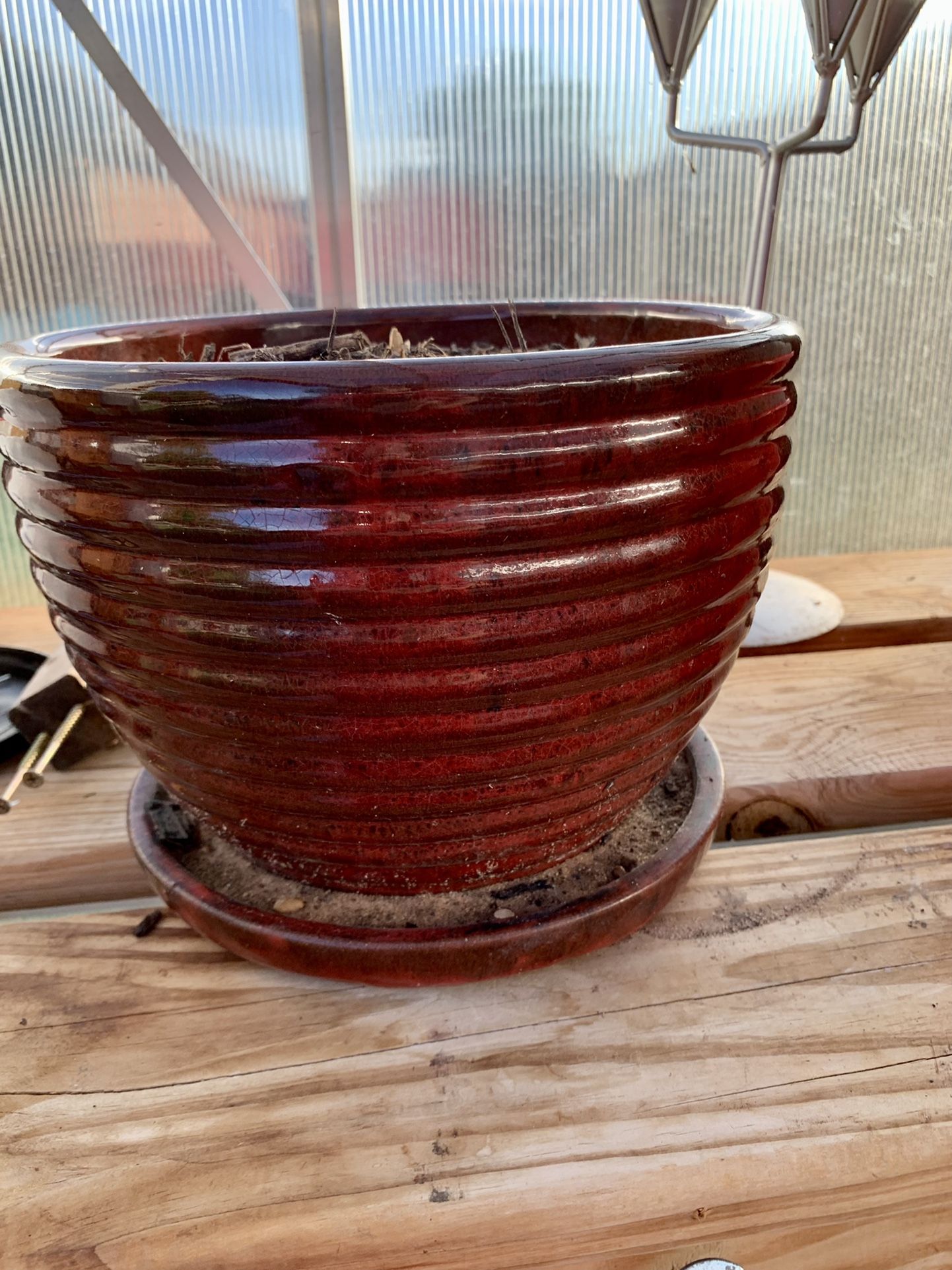 Large Burgundy Ceramic Pot 