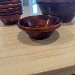 Wooden salad bowls, set of eight small plus one big one