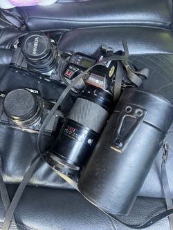 Vintage Minolta Film Camera with Lenses Bundle Lot