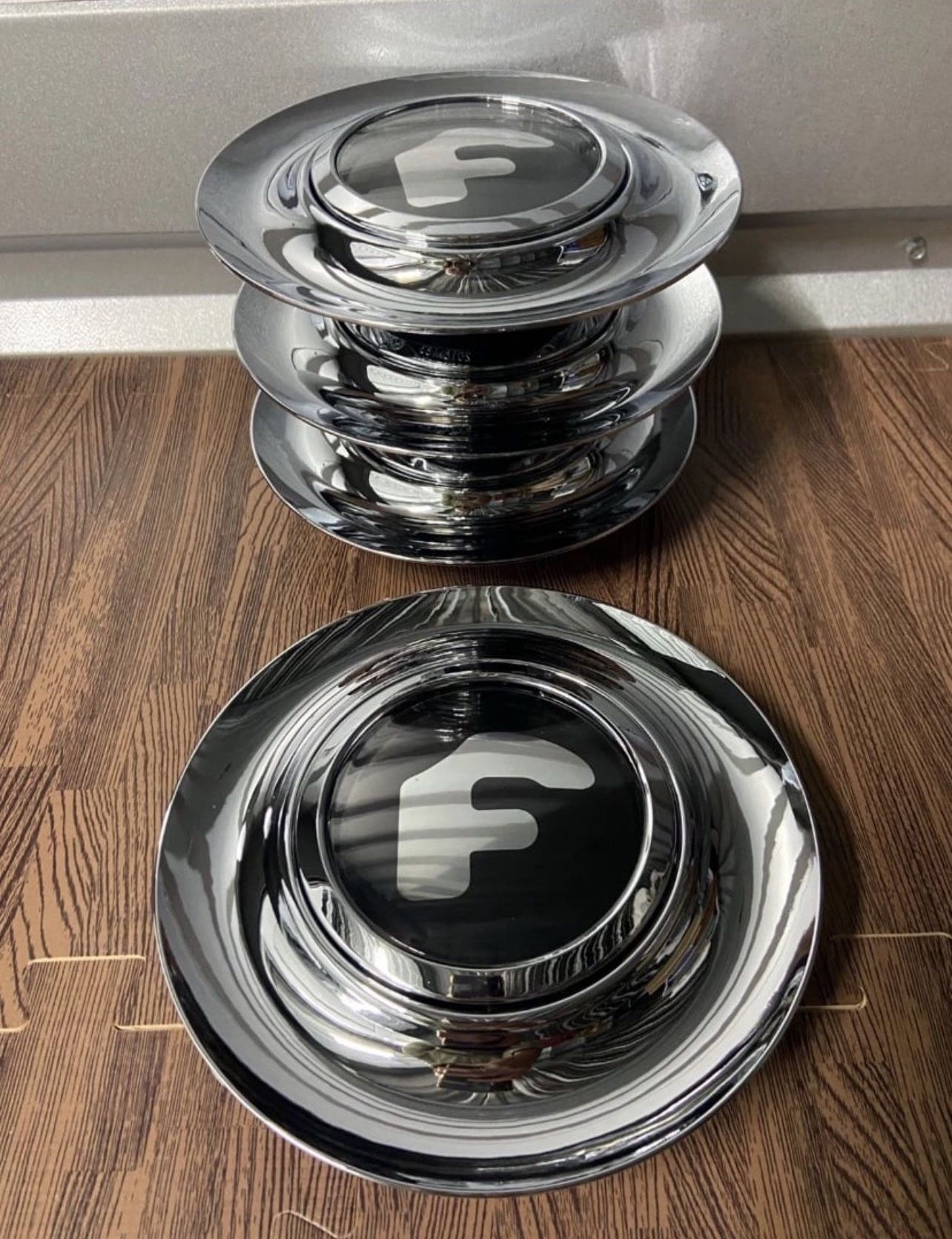 4pcs Set Silver CHROME Forgiato Floating Center Caps Forgiato XL Hubcap Rim Caps