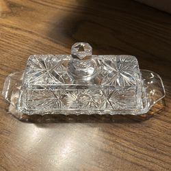 Vintage crystal butter dish. Eleanor.