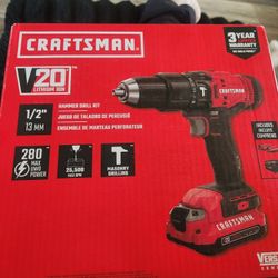 CRAFTSMAN V20 Cordless Hammer Drill Kit, 1/2 inch, 2 Batteries and Charger Included (CMCD711C2)