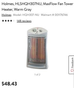 Holmes, HLSHQH307NU, MaxFlow Fan Tower Heater, Warm white