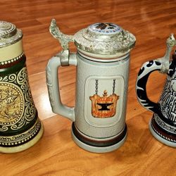 Authentic Beer Stein Mugs 3pc