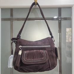NEW B. Makowsky Leather Chocolate Shoulder Bag 