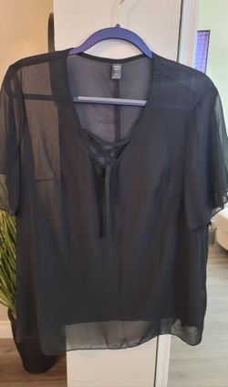 SHEIN Curve Black Sheer Blouse 0XL