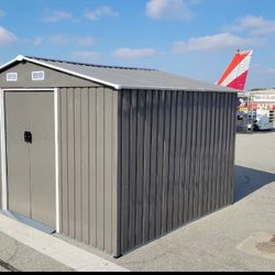 Sales $395!!!  (New in box) 8’ L x 10’ W x 6.’ H galvanized steel Metal Storage Shed Outdoor Garden Backyard 8’x10’ Storage.
