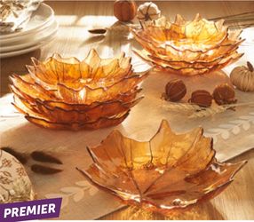 Set  de 8-platos de cristal en forma de hoja de princess house
