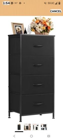 Black 4-Drawer Fabric Dresser Tower