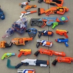 Nerf Guns Galore With Mask And Tons Of Bullets