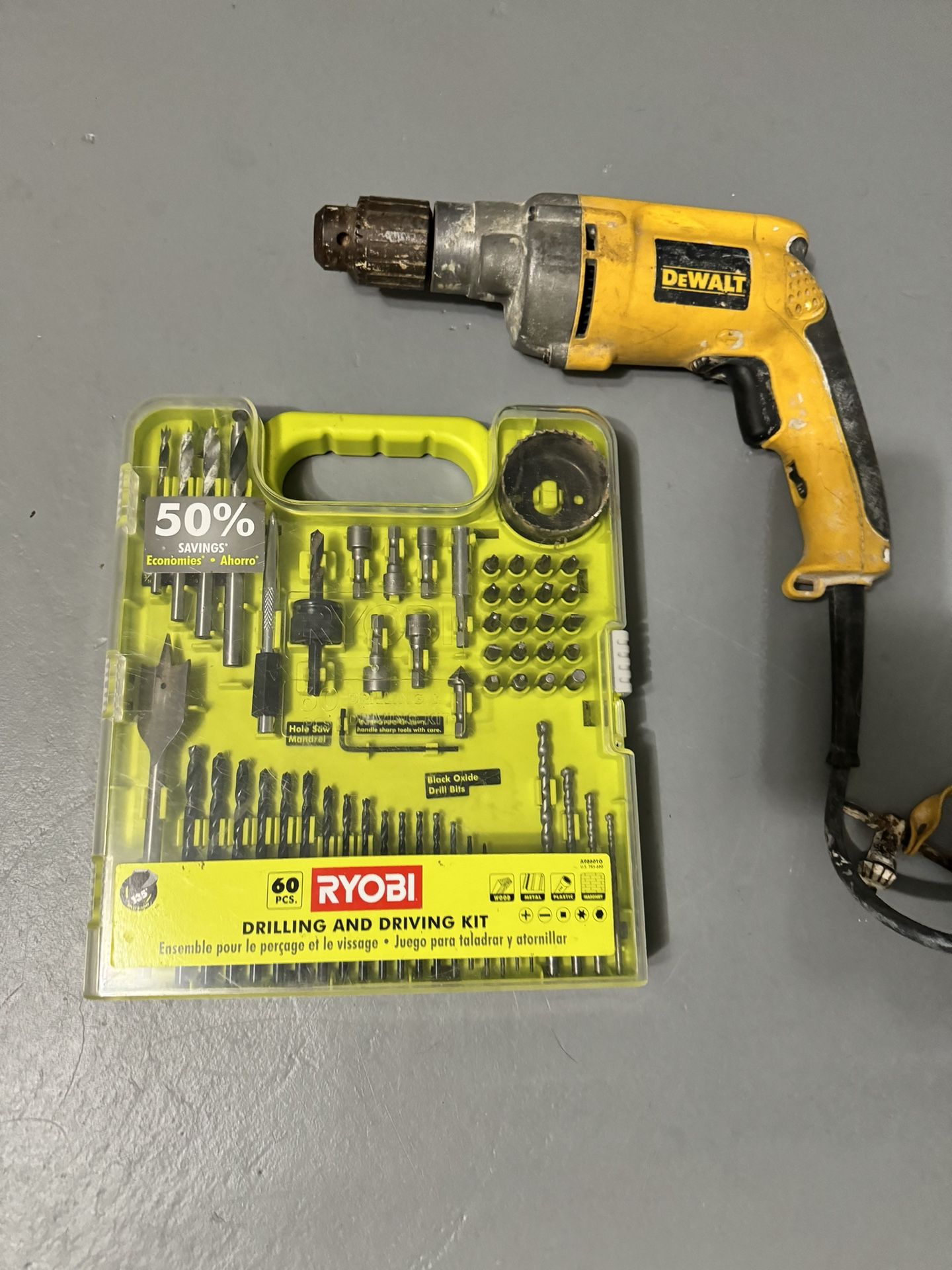 Dewalt VSR Electric Drill and Bit Set