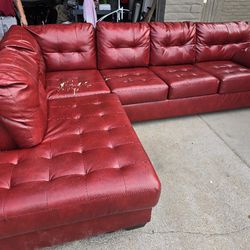 2 Piece Red Sectional Sofa  Chaise Couch Set