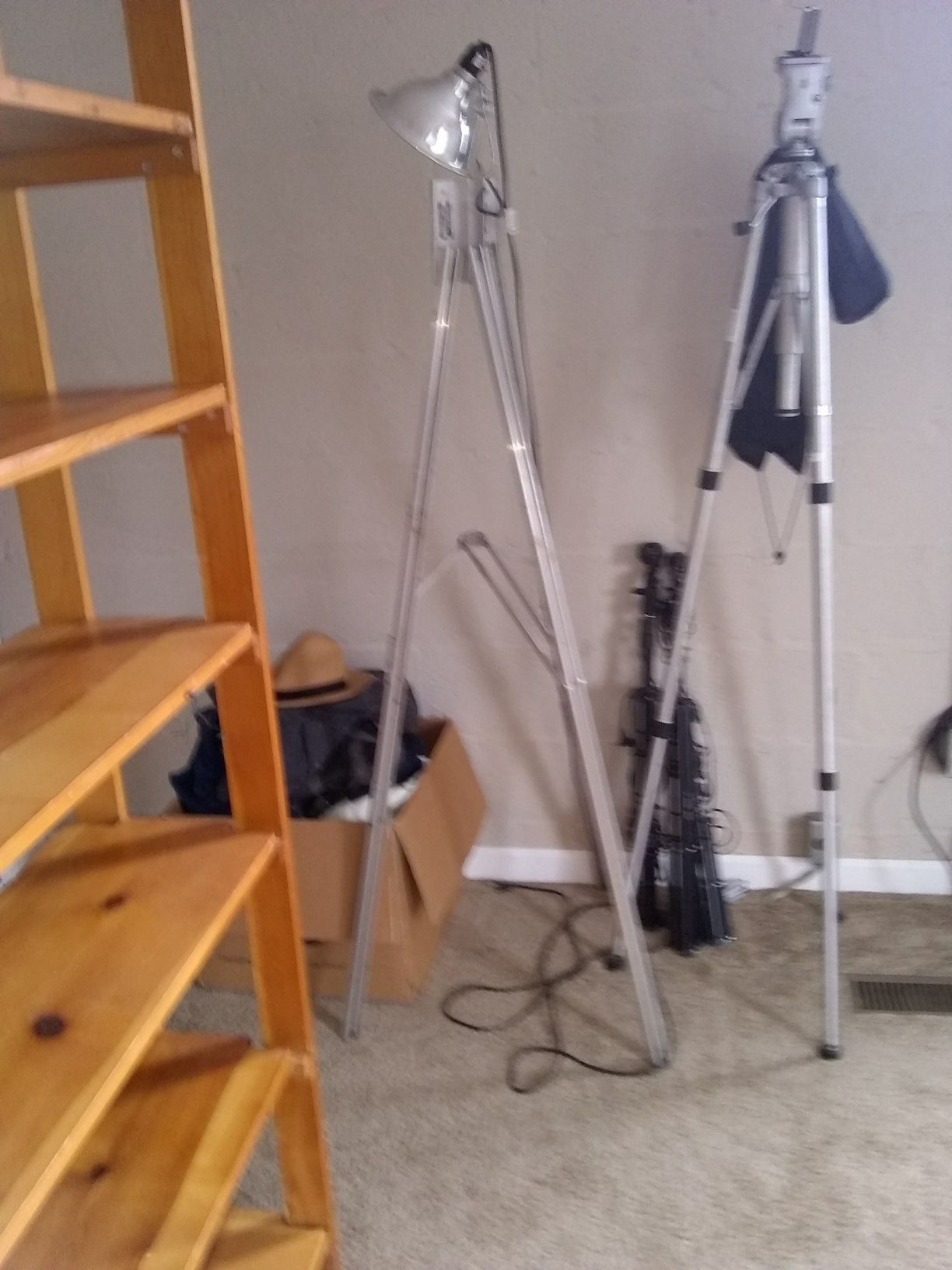 Photographer Equipment - Tripod Lights Stand, Tripod Camera Stand and 2 Small Tripod Light Stands