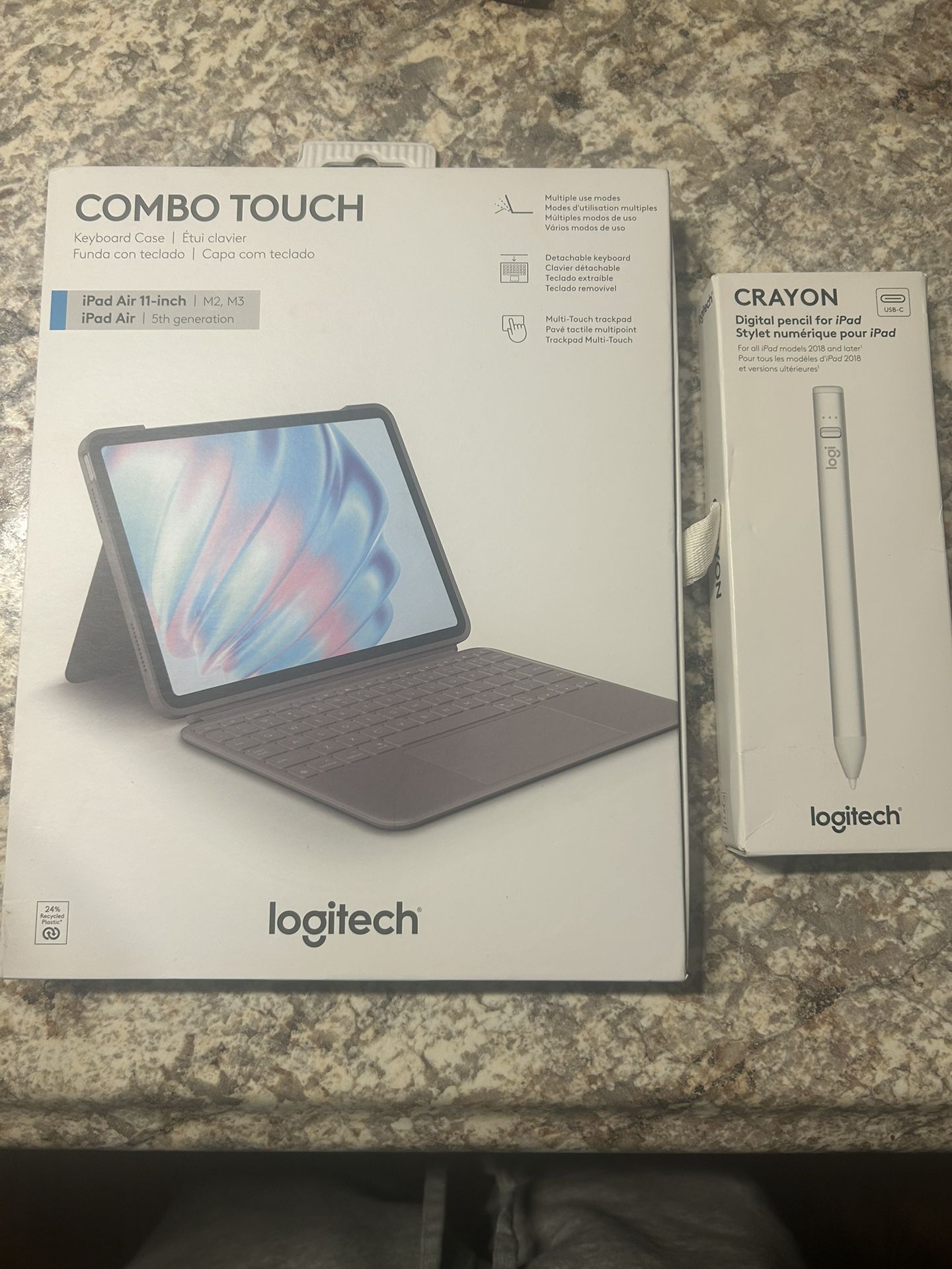 Logitech Combo Touch Keyboard Case + Logitech Crayon (USB-C) for iPad Air 11” (M2/M3, 5th Gen