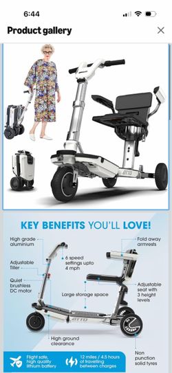 ATTO Folding Travel Powered Mobility Scooter by MovingLife, Full-Size Portable Electric Scooter