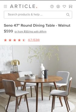 Article Seno Round Dining Table & Sede Dining Chairs (2)
