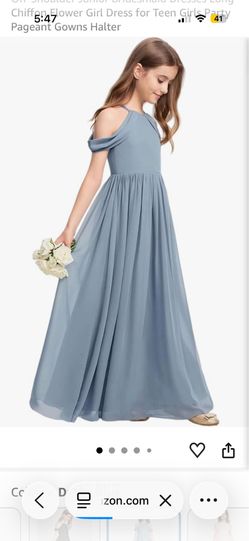 Dusty blue jr bridesmaid dress