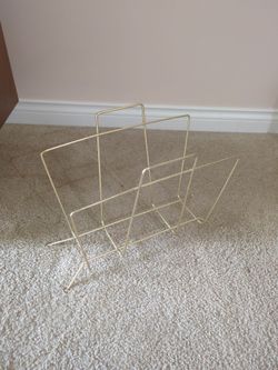Mid Century Wire Magazine Rack Gold