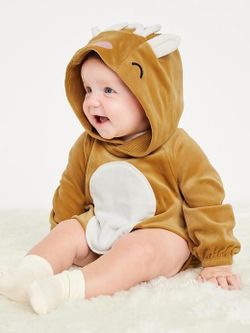New Reindeer Velvet One-Piece Costume / 0-3M