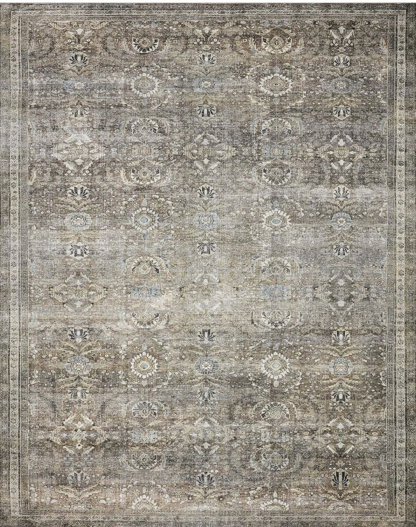 Loloi LAYLA Collection, LAY-13, Antique / Moss, 9'-6" x 14', .13" Thick, Area Rug, Soft, Durable, Vintage Inspired, Distressed, Low Pile, Non-Shedding