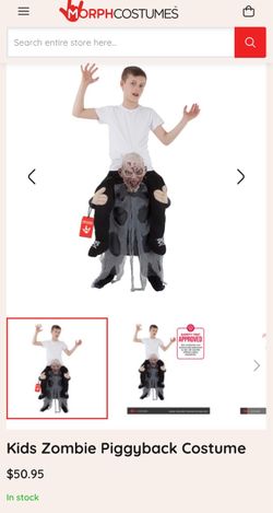 Morphcostume zombie kids size one size fits all