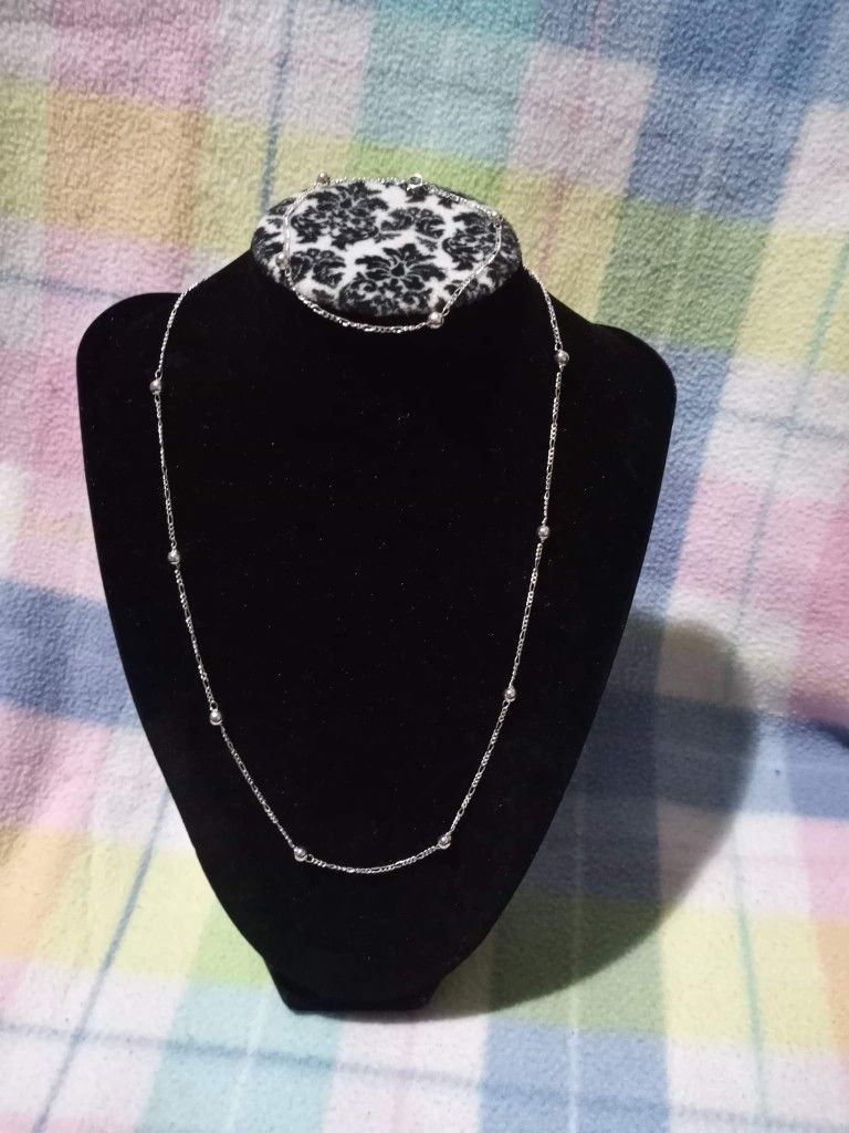 925 Sterling Silver Necklace With The Bracelet/Collar Con Brasalete De Plata 925