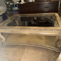Gorgeous, Solid Wood Coffee Table With A Glass Top