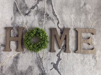 Wood Home Sign with Artificial wreath